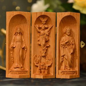 Handmade Triptych Catholic Home Altar Catholic Icon Triptych Christian Stuff Catholic Religious Icons Catholic Prayer Catholic Gifts Ideas