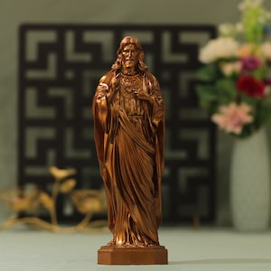 Sacred Heart of Jesus Wooden Statue Antique Style, Jesus Traditional Catholic, Our Lord Statue, Wooden Religious Gifts Catholic Art