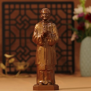 Hand-Carved Saint John Bosco Statue: Antique Style Catholic Decor