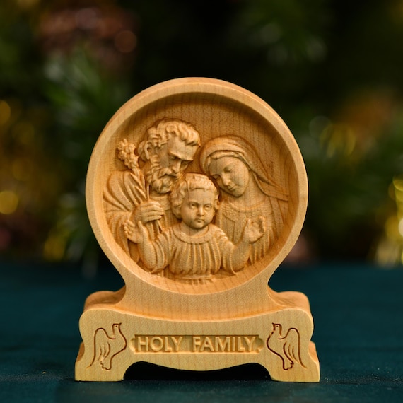 Holy Family Desktop Figurine Catholic Car Accessories Handmade Home Decor Catholic Art Catholic Altar Table Christian Gifts