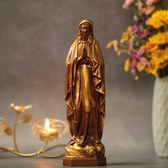 Our Lady of Lourdes Vintage Style Catholic Home Decor Mothers Day Gift Vintage Catholic Rustic Home Decor Catholic Gift for Mom