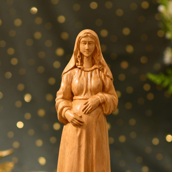 Pregnant Virgin Mary Wooden Statue | Our Lady of Expectation | Catholic Gift for Mom | Advent Decor | Handcrafted Holy Art