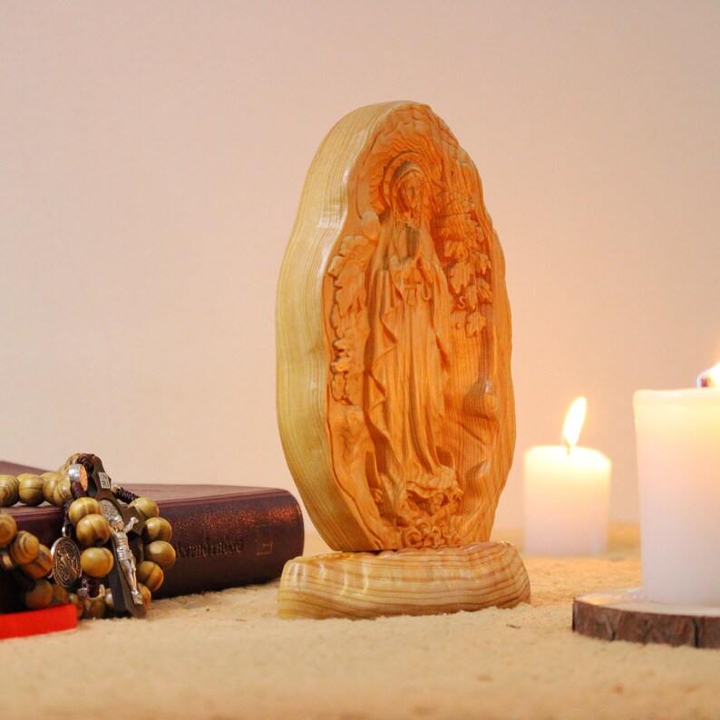 Wooden Sculpture of Our Lady of Grace for the Table Mother Etsy