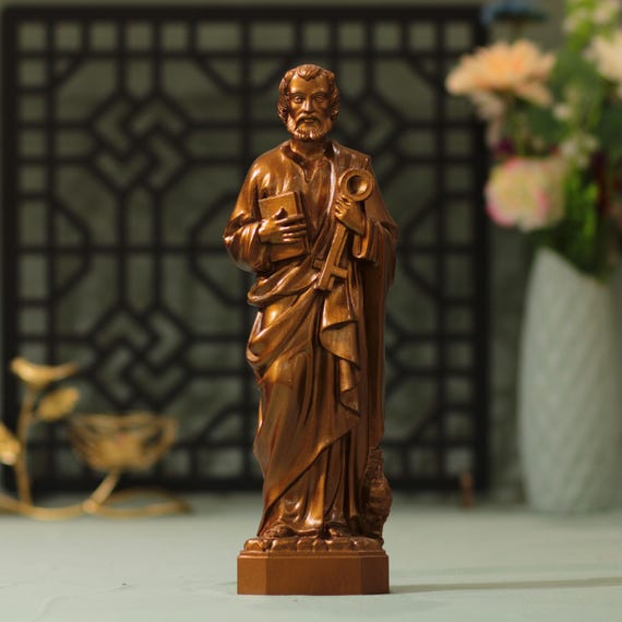 Saint Peter Statue Antique Style Figurine Religious Decoration Religious Catholic Statue Religious Gifts Christian Art Catholic Gifts