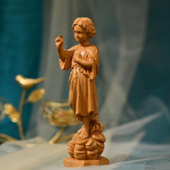 Baby Jesus Wood Carving Catholic Figurine Nativity Statue Christian Gift for Christmas Prayer Room Wooden Jesus Decor Religious Keepsake Art