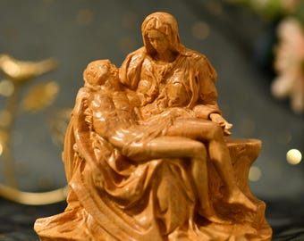 La Pieta by Michelangelo Wooden Statue Catholic Carving Virgin Mary- Jesus Christian Sculpture Religious Gift Holy Art Catholic Home Decor