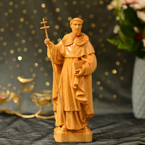 11.8 Inches St. Dominic Catholic Saint Statue Wood Carving Religious Catholic Statue Religious Gifts Fathers Day Handmade Gift Home Decor