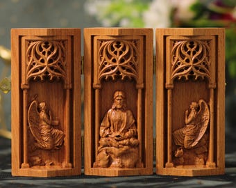 Contemplative Christ Triptych Wooden Catholic Triptych Catholic
