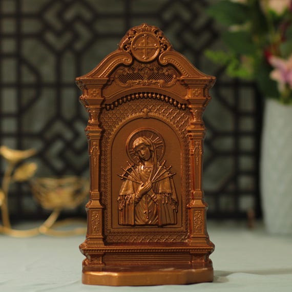 Virgin Mary 7 Swords icon Antique Style Catholic Home Altar Religious Sorrowful Mother Orthodox Icons Mother of Sorrows Christianity Icons