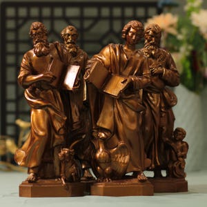 11.8 Inches Set of The Four Evangelists -St. John St. Mark St.Luke St. Matthew Antique Style Apostles of Jesus Statues Wooden Religious Gift