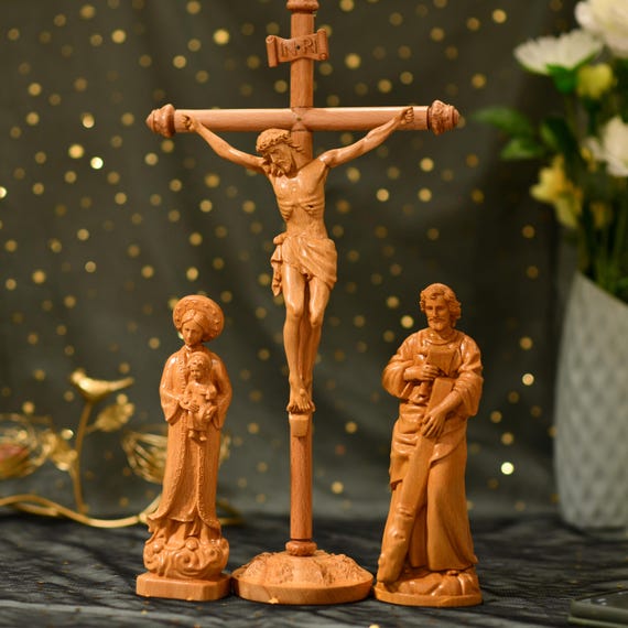 Set of Catholic Home Altar Jesus Our Lady of Lavang St. Joseph Catholic Icon Statue Crucifix Wall Jesus Sculpture New Home Gift