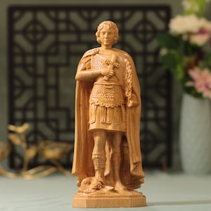 Saint Expeditus Wooden Statue – Hand-Carved Catholic Decor – Patron Saint of Urgent Causes – Christian Gift for Home Altar Catholic Gifts