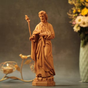 Saint Joseph Wooden Statue Catholic Home Decor Religious Gift Christian Sculpture Holy Family Protector Carving Catholic Home Gift