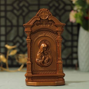 Gesegnete Jungfrau Maria Katholischer Mini Altar Antiker Stil Holzaltar Jesus Christus Kunst Taufgeschenk Katholische Kunst Weihnachtsgeschenke