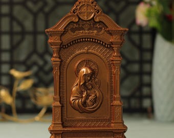 カトリックの三連祭壇画 アンティークスタイル 宗教的な贈り物 木製