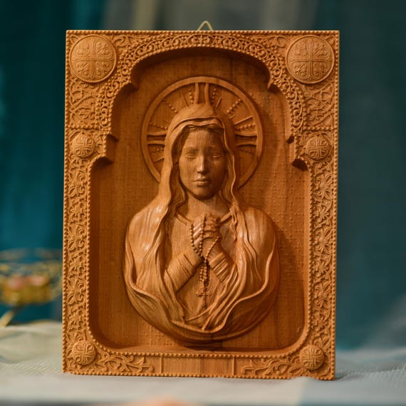 Blessed Mother Mary Wall Art Modern Christian Art Christian Prayer Gift of Faith Religious Gift Wall Decor Christmas Gift Catholic Art