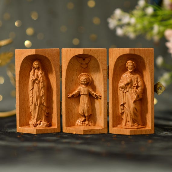 Wooden Solid Catholic Altar in box, Wood Carving catholic icons,Wooden Religious Gifts,Best Friend Gift,Christmas Gift/Thank You Gift Ideas
