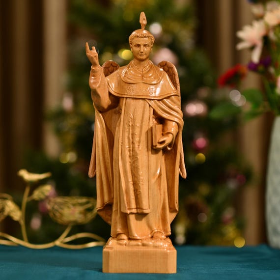 St. Vincent Ferrer Saint Statue Wooden Catholic Icon Religious Icon Handmade Furniture and Decor Religious Art Wood Carving Christian Gifts