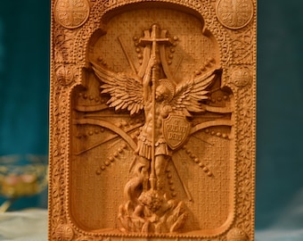 St Michael Archangel Wood Wall Art Catholic Saint Decor Spiritual Warfare Religious Gift Christian Plaque Guardian Angel Prayer Room Sign