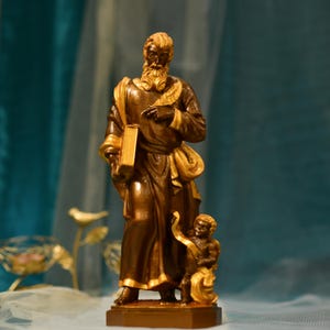 St. Matthew Evangelist Wooden Catholic Statue Vintage Style Catholic Art Catholic Icon Matthew the Apostle Religious Decor Christian Art