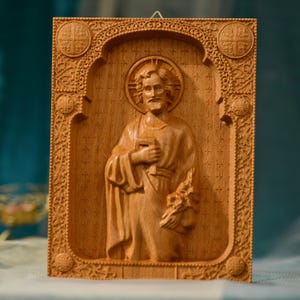 St. Joseph the worker Wall Art Saint Icon Wooden Altar Catholic Gifts Religious Home Decor Catholic Statue Religious Gifts Catholic Art