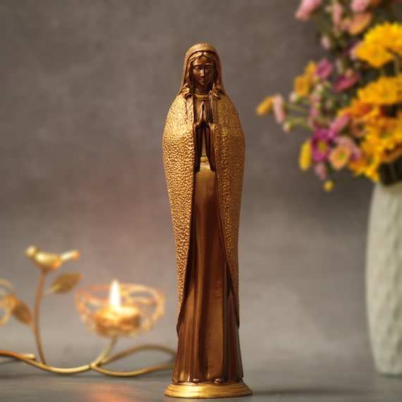 11.8 Inches Our Lady of Lourdes Wooden Statue Vintage Style New Home Gift Catholic Gifts Catholic Statue Wooden Religious Gifts