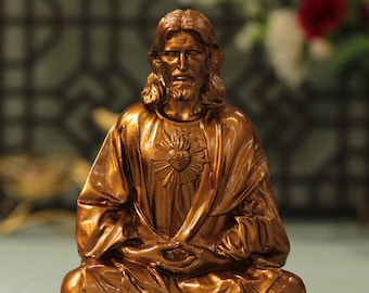Sacred Heart of Jesus Christ Statue in contemplation Antique Style Statue Holy Figurine Religious Catholic Statue Home Decor Religious Gifts