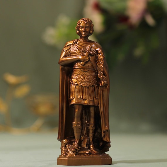 Saint Expeditus Wooden Statue Antique Style | Catholic Handmade Wood Carving | Patron of Urgent Causes Religious Gift Christian Art
