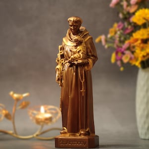 Saint Anthony Wooden Statue Vintage Style Religious Catholic Statue Religious Christian Decor Handmade Home Decor Religious Gifts