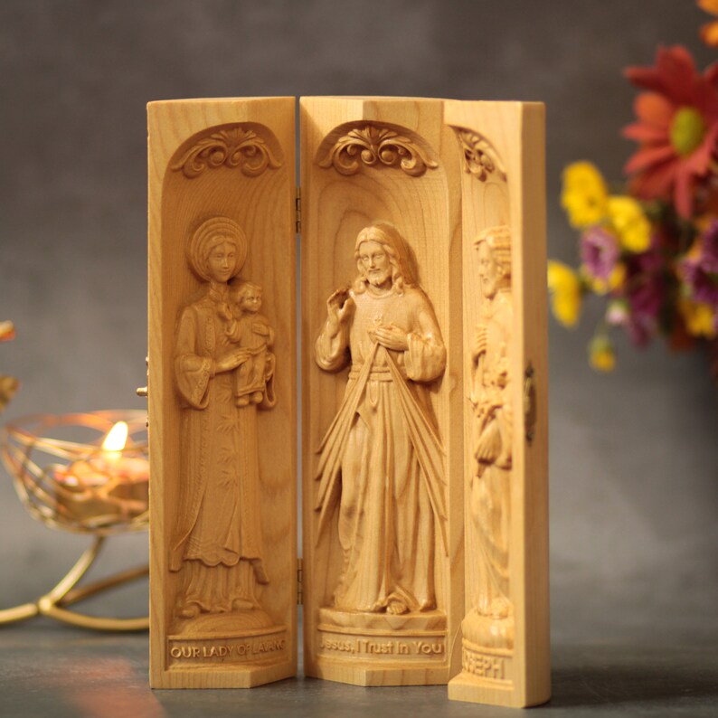 Catholic Triptych of Our Lady of La Vang- Jesus Christ- Saint Joseph ...