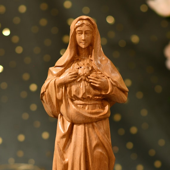 Statue of Immaculate Heart of Mary Orthodox Icon Home Decor Christian Handmade Gifts Catholic Saints Catholic Holiday Decor Home Altar