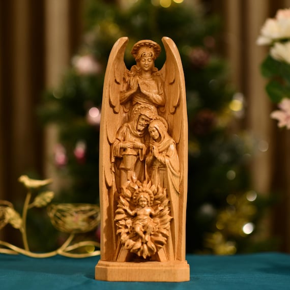 Nativity Birth of Christ- Archangel Gabriel - St.Joseph- Virgin Mary Catholic Icon Saint Statue Religious Icon Handmade Furniture and Decor