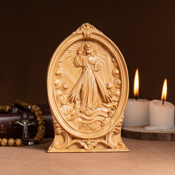 Christus Jesus Statue Table Top Wood Carving,Religious Catholic Statue, Wooden Religious Gifts,Housewarming Gift,Father's Day Gifts