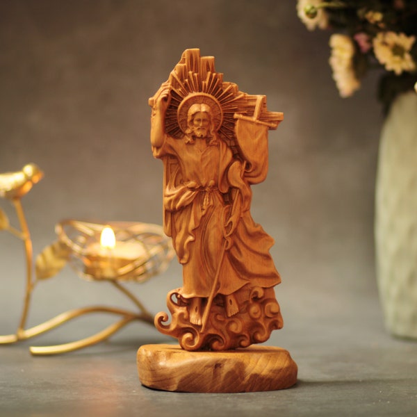 Resurrection of Jesus Desktop Figurine, Jesus Art, Christmas Gift, Wood Sculpture, Handmade Gifts, Handmade Home Decor, Easter Gifts