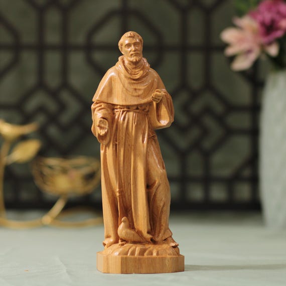 Saint Francis of Assisi Wooden Statue  Catholic Art Christian Gift Catholic Statue Handmade Home Decor Religious Gifts Faith Gift