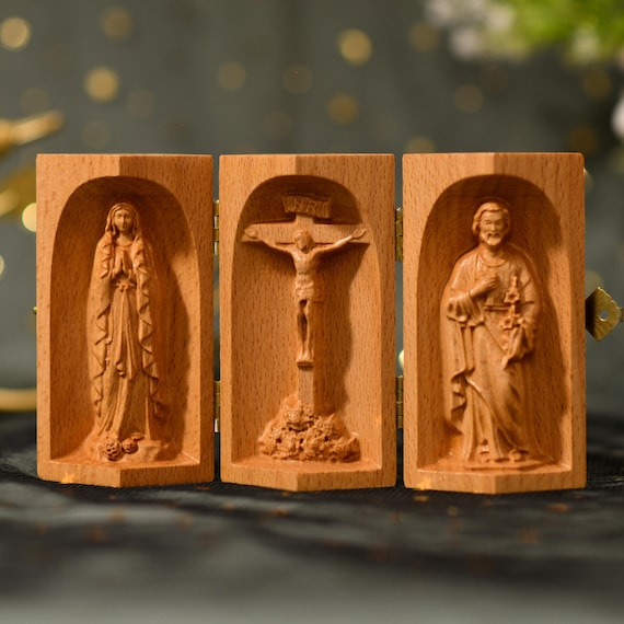 Wood Carving Catholic Home Altar,Catholic Icons,Wooden Religious Gift,Best Friend Gift,Christmas Gift, Fathers Day Gift,Thank You Gift Ideas