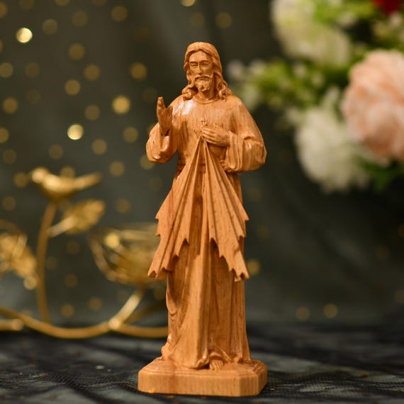 Blessing Sacred Heart of Jesus Statue Catholic Sculpture Handmade Home Decor Christian Artwork Religious Art Religious Home Decor