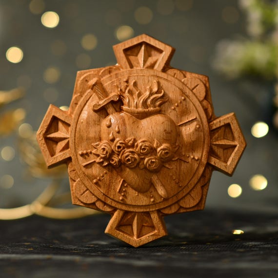 Immaculate Heart of Mary Wooden Catholic Icon Religious Gift Handmade Home Decor Catholic Gift Christian Gift Christmas Gift Ideas