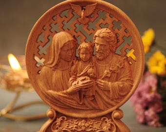Avalon Gallery Figurines De Noël – Figurines De Noël En Bois Sculpté Joseph Marie Et Jésus, 30,5 Cm, Sainte Famille Bethléem