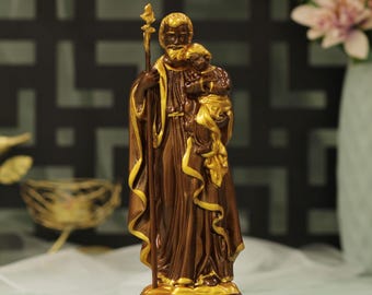 Saint Joseph Holding Baby Jesus Statue Vintage Style Gifts For Him Handmade Home Decor Housewarming Gift Fathers day gifts Gift for Dad