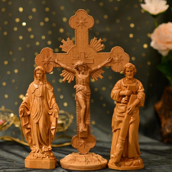 Catholic Home Altar Religious Catholic Statue Wooden Religious Gifts Native Wood Wall Art Crucifix Cross Housewarming Gift Catholic Art