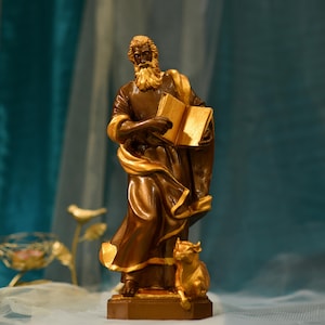 St. Luke the Evangelist Vintage Style Statue Wood Decor Gift for Him Fathers Day Gift Catholic Icons Home Decor and Gifts Christmas Gift