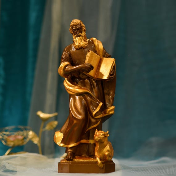 St. Luke the Evangelist Vintage Style Statue Wood Decor Gift for Him Fathers Day Gift Catholic Icons Home Decor and Gifts Christmas Gift