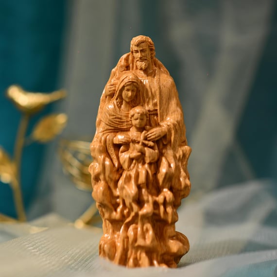 The Wooden Holy Family Art Statue Home Decor Christian Handmade Gifts Catholic Saints Catholic Home Altar Christian Gifts Catholic Art