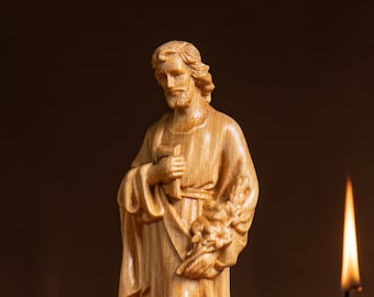 St. Joseph Patron Saint of Workers Wood Carvings - Religious Art for Home Decor, Catholic Art,  Home Decor and Gifts, Fathers Day Gifts