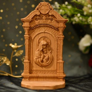 Blessed Virgin Mary Catholic Mini Altar Wooden Altar Jesus Christ Art Christening Gift Catholic Art Christmas Gifts Religion Gift Ideas