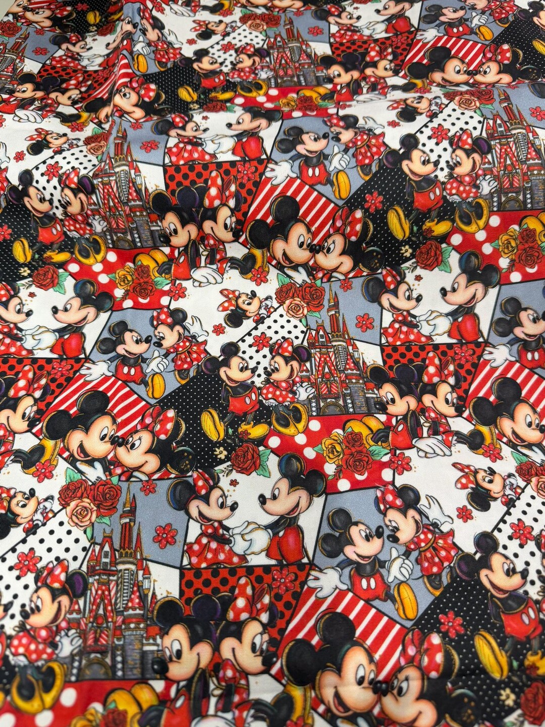 Mouse And Raspberry Fabric Mouse Couple Love Collage Cotton Fabric | Character-inspired Romantic ...
