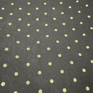 Black with gold dots fabric, cotton fabric, metallic gold dots,
