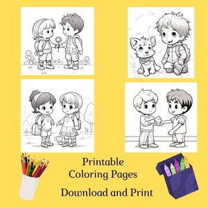 Druckbare Malseiten, Set von 4 verschiedenen Malseiten, Be Kind, Kinder Malseiten, digitaler Download
