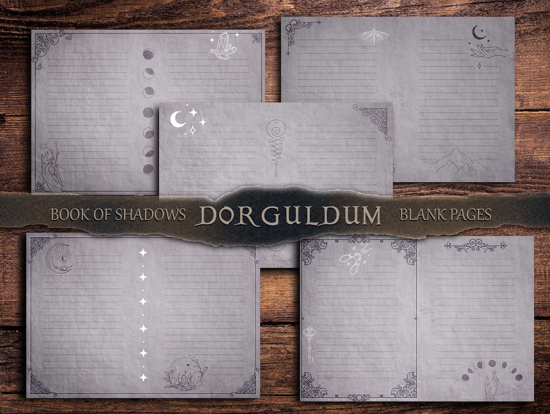 Printable Blank Book of Shadows Pages | Grimoire | Wicca Pages | Purple ...